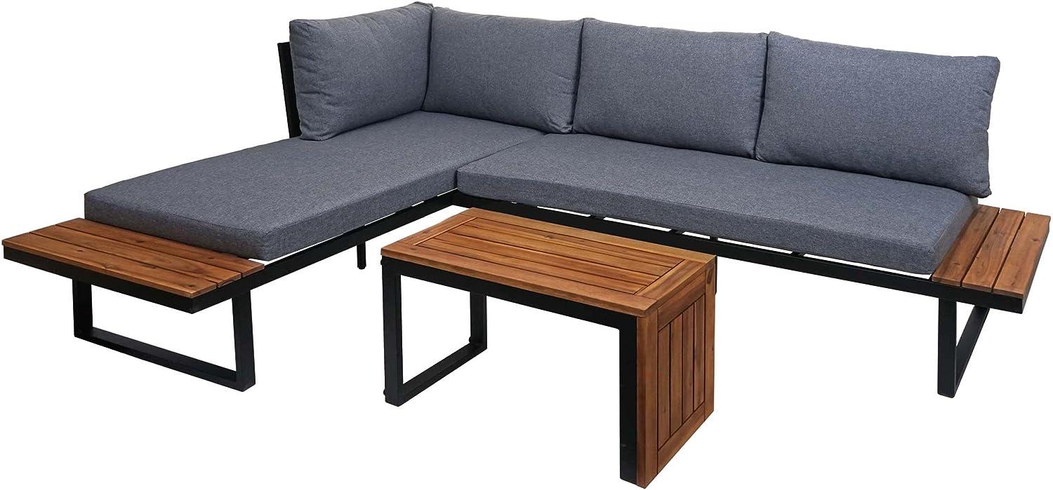 Garten Garnitur HWC-L27, Garnitur Sitzgruppe Lounge-Set Sofa, Spun Poly Alu Akazie Holz MVG-zertifiziert ~ dunkelgrau Bild 1
