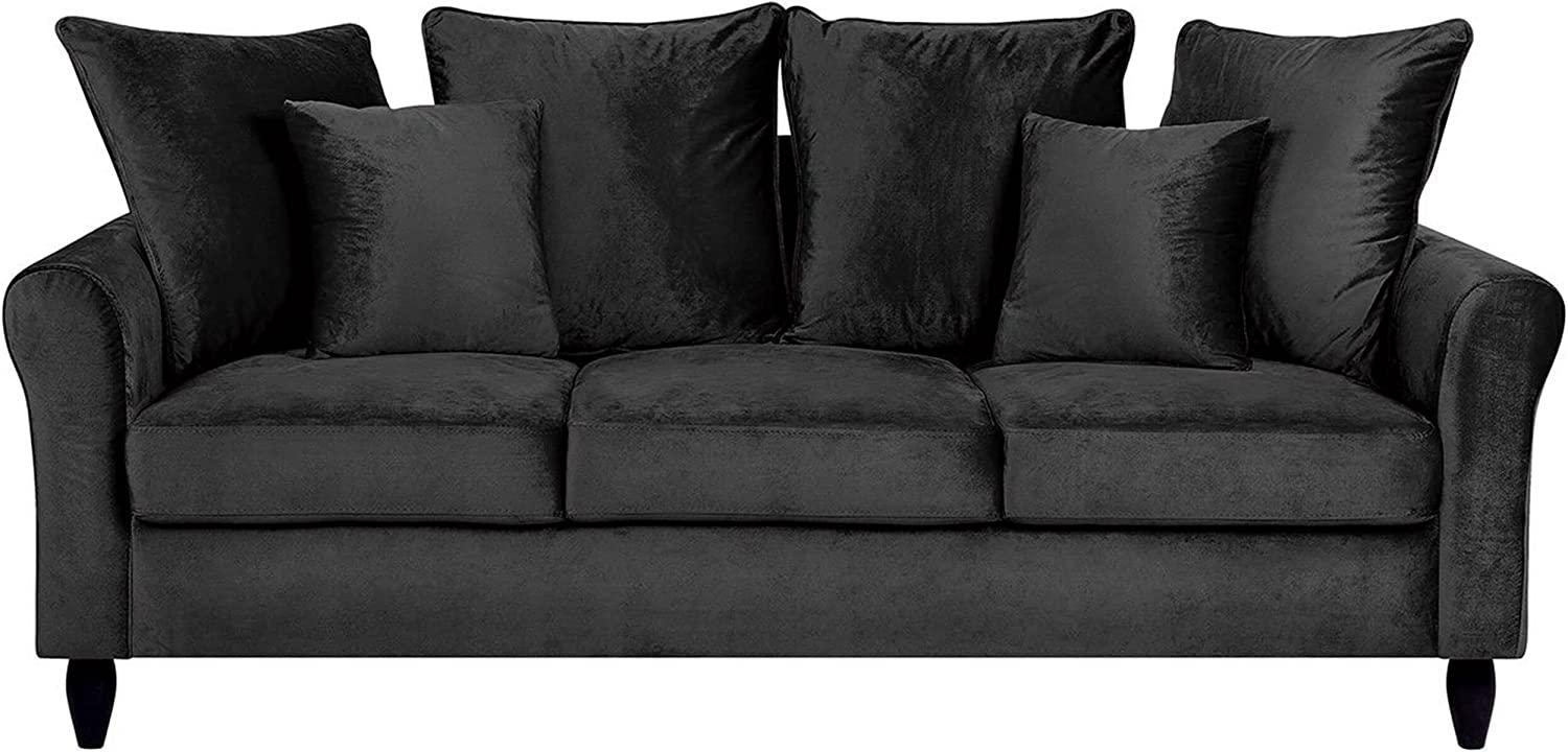 3-Sitzer Sofa Samtstoff schwarz BORNHOLM Bild 1