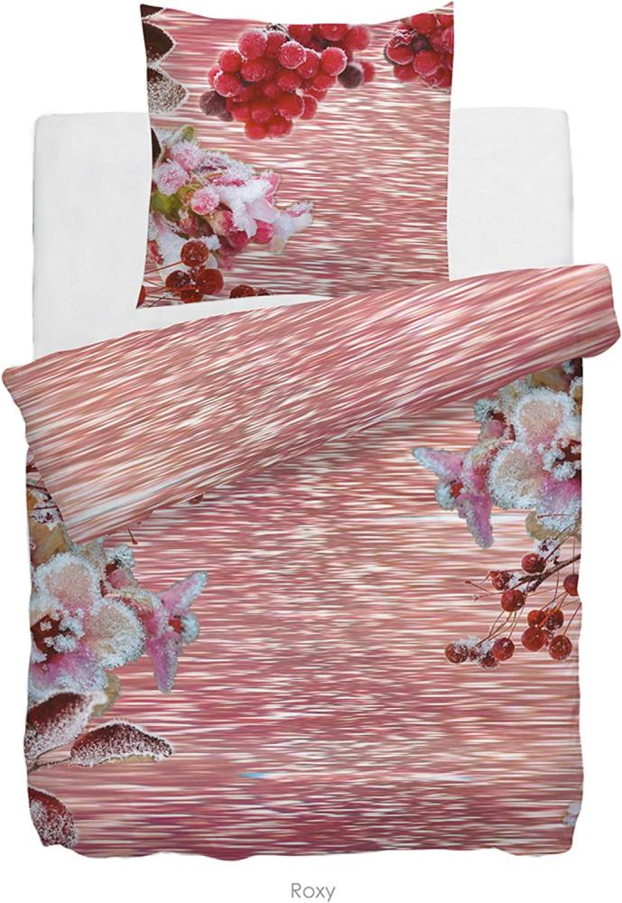 HnL Satin Bettwäsche Roxy Blumen Muster Rose 135x200 cm + 80x80 cm Bild 1