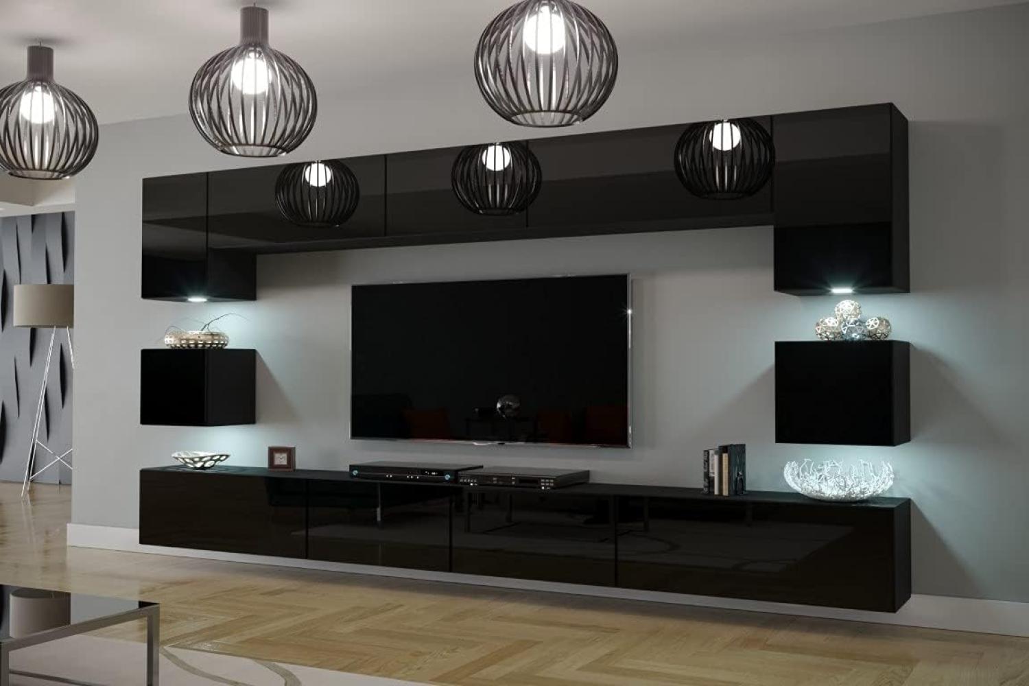 Furnitech LUIZIANA AN20 Wohnwand Mediawand mit Led Beleuchtung Wohnzimmer  Möbel Schrankwand Wandschrank (LED RGB (16 Farben), AN20-18S-M3 1A) :  : Küche, Haushalt & Wohnen