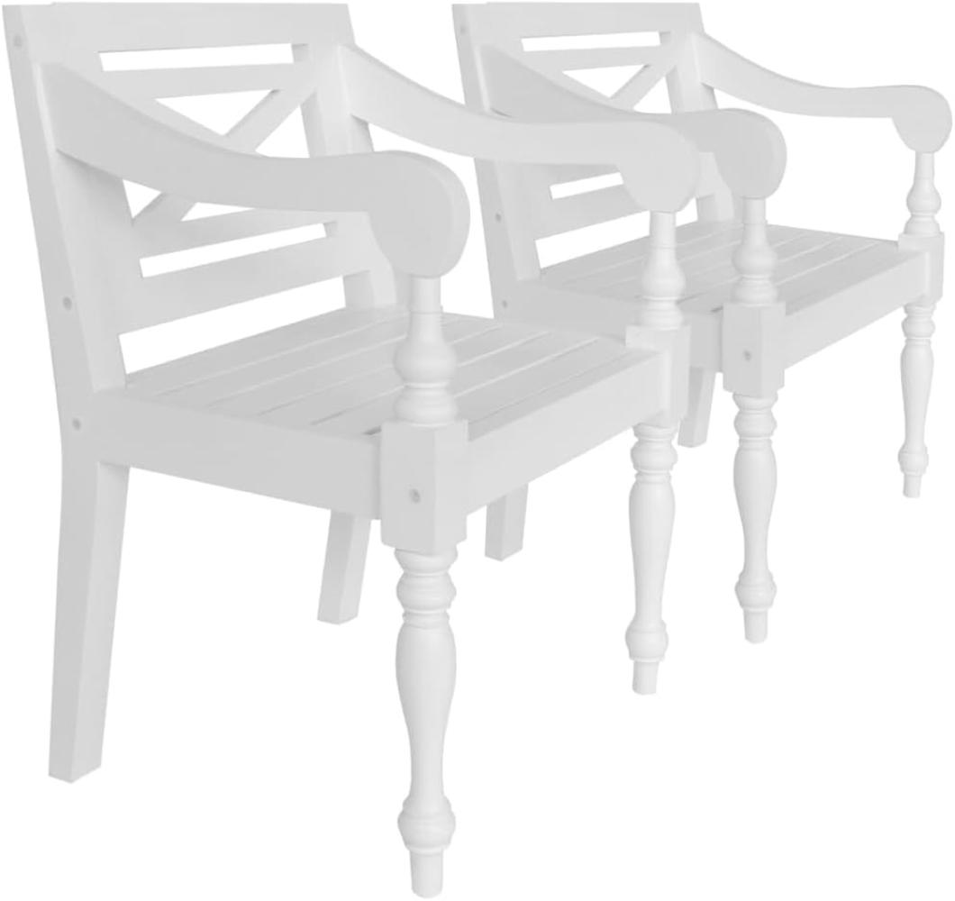 vidaXL Batavia-Stühle 2 Stk. Weiß Mahagoni Massivholz Bild 1