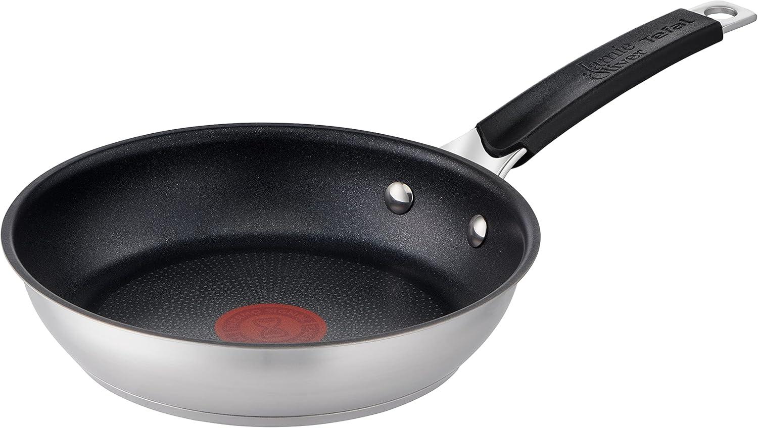 Jamie Oliver by Tefal Bratpfanne 20 cm, Antihaft, Induktion, Edelstahl, Genieteter Griff mit Silikoneinlage, Thermo-Signal, Langlebig, E51202AZ Bild 1