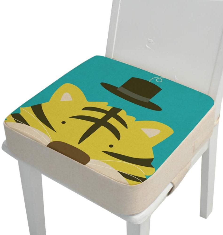 Kinder Sitzkissen Sitzerhöhung Stuhl, Fansu Baby Tragbar Sitzkissen Cartoon Design Quadratische Verstellbar Zerlegbar Kleinkinder Esszimmerstuhl ErhöHen Pad Esszimmer Boostersitze (Tiger,40*40*10cm) Bild 1