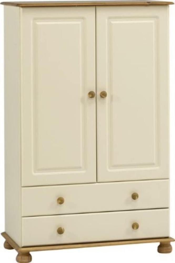 Steens Richmond Kleiderschrank/ Wäscheschrank, 2 Türen, 2 Schubladen, 88 x 137 x 46 cm (B/H/T), teilmassiv, weiß/gelaugt lackiert Bild 1
