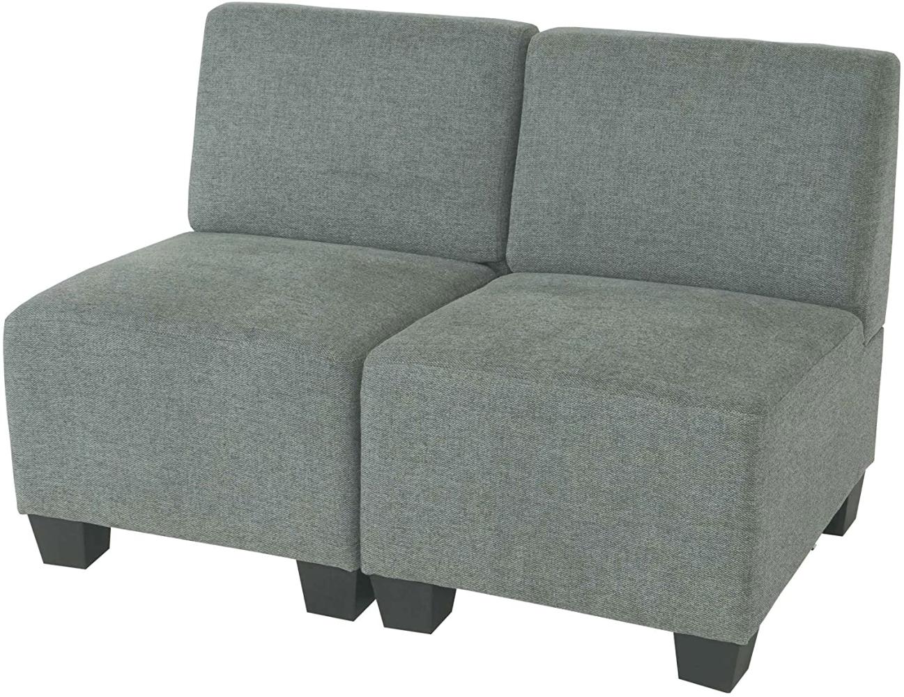 Modular 2-Sitzer Sofa Couch Lyon, Stoff/Textil ~ grau, ohne Armlehnen Bild 1
