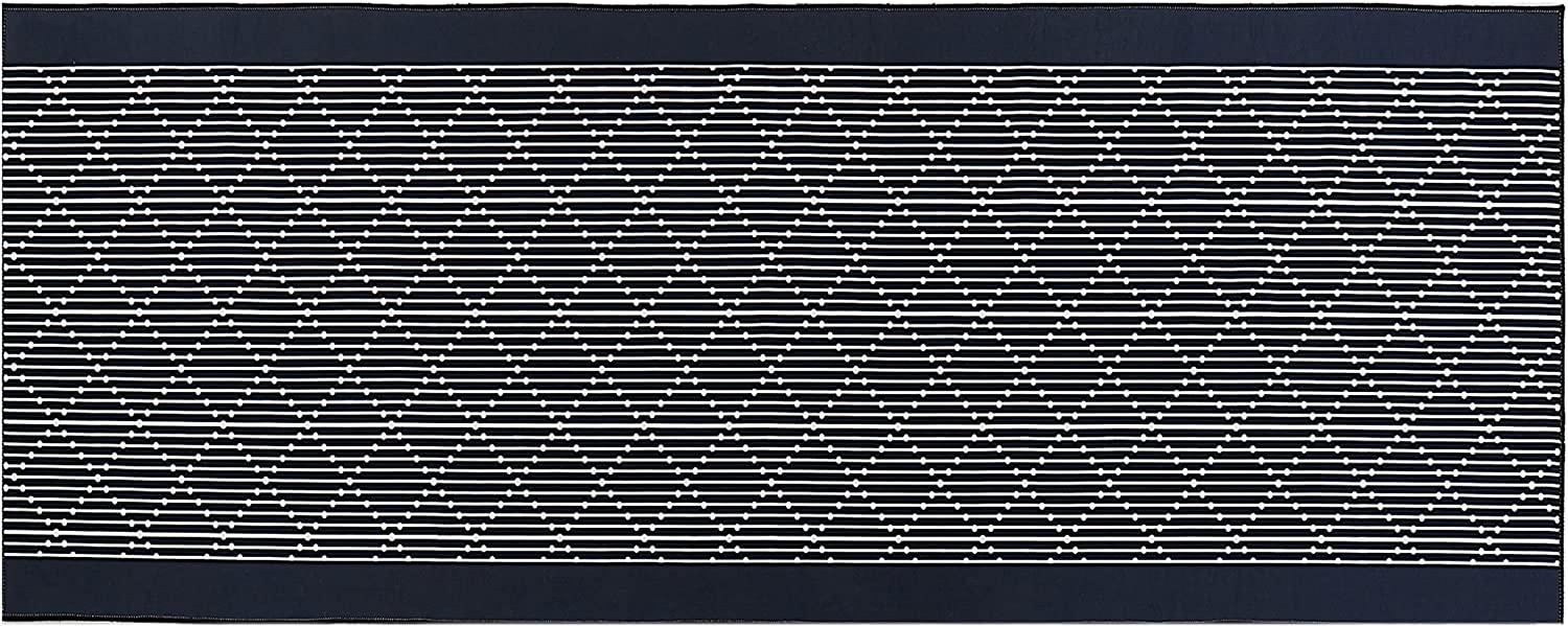 Teppich marineblau 80 x 200 cm geometrisches Muster Kurzflor CHARVAD Bild 1