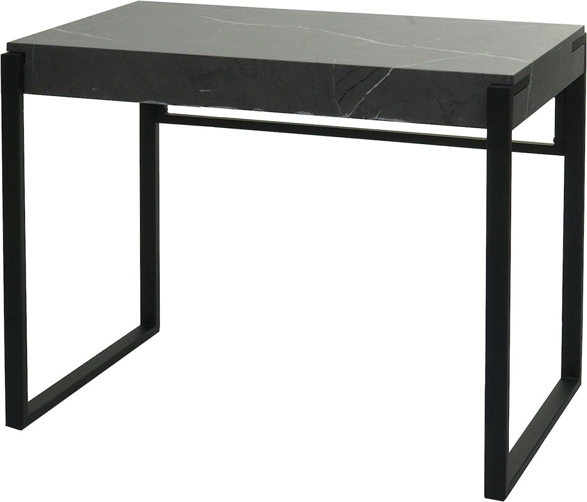 Schreibtisch HWC-L53, Bürotisch Computertisch Arbeitstisch, Metall 100x54cm ~ Marmor-Optik grau Bild 1
