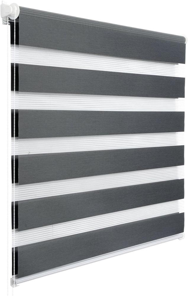 WOLTU Doppelrollo Klemmfix ohne Bohren Dunkelgrau 65x130cm (BxH), Duo Rollo Zebrarollo Fensterrollo Klemmrollo Seitenzugrollo Easyfix lichtdurchlässig & verdunkelnd Rollos für Fenster und Tür Bild 1