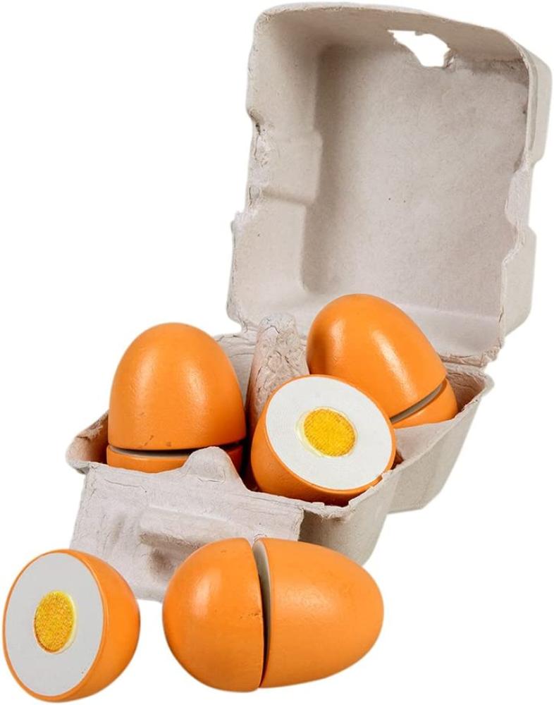 Holz-Eier im Pappkarton Bild 1