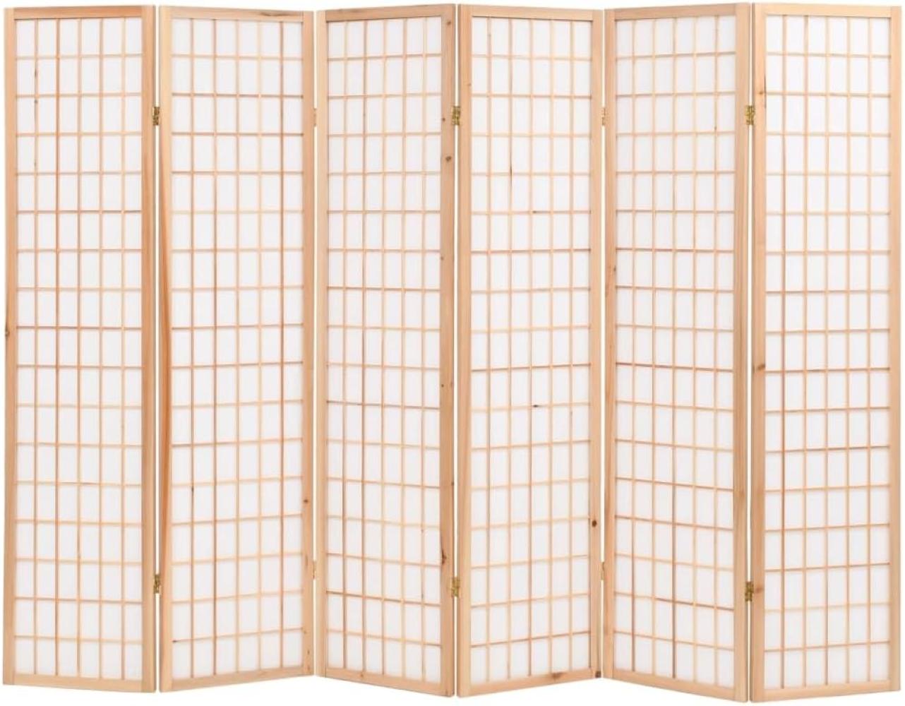 6-tlg. Raumteiler Japanischer Stil Klappbar 240 x 170 cm Natur Bild 1