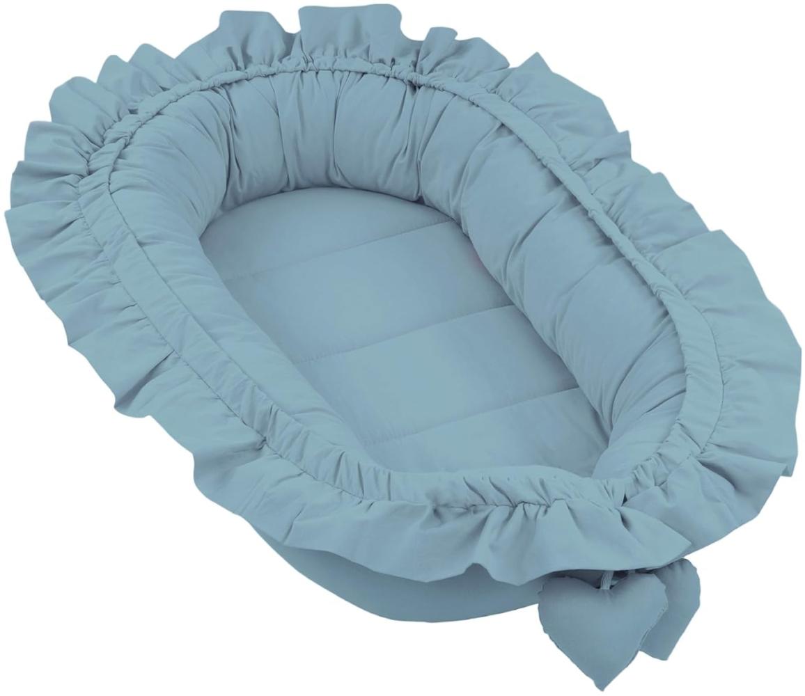 Babynestchen Baumwolle Kuschelnest für Neugeborene 90x50 cm - Baby Nestchen Bett Kokon Baumwolle Salbei Bild 1