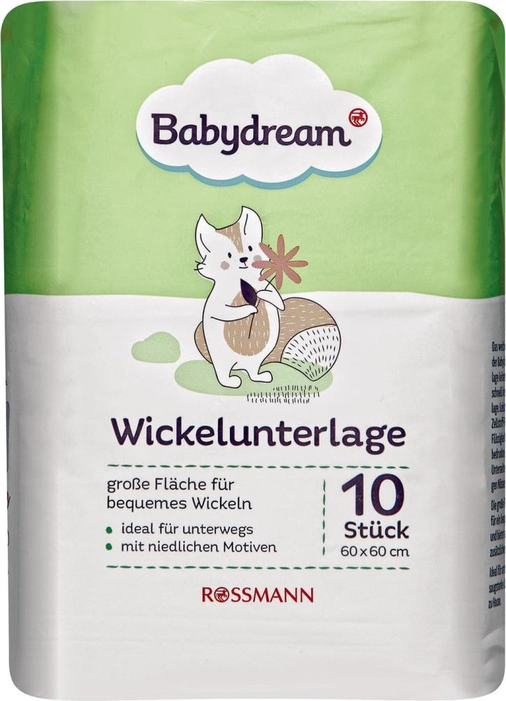 Babydream Wickelunterlage 1 x 10 Stück große Fläche für bequemes Wickeln, ideal für unterwegs, mit niedlichen Motiven, Maße: ca. 60/60 cm Bild 1