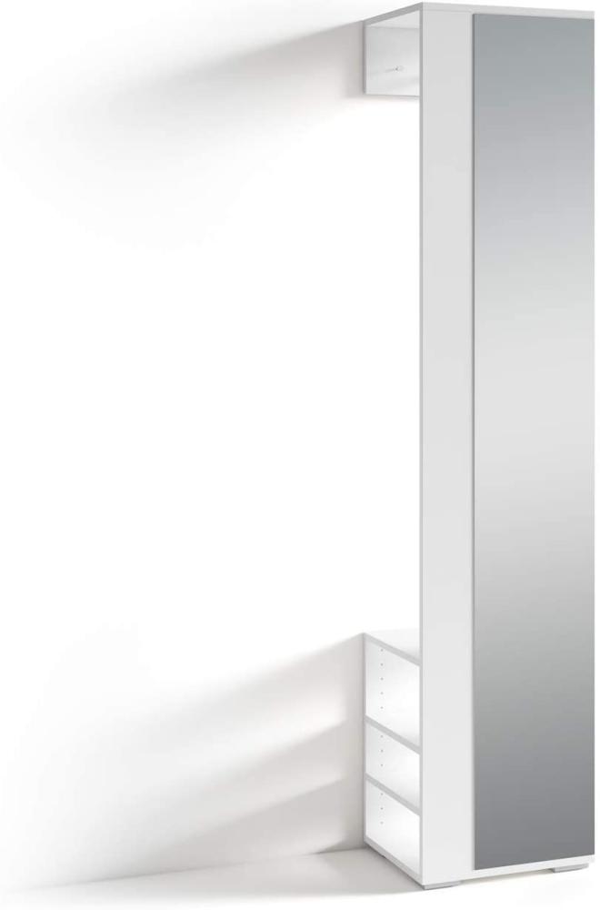 HOMEXPERTS Flurgarderobe BENNO / Garderobe weiß mit Spiegel / Spiegelschrank für den Flur mit Kleiderstange und Ablage / 40 x 184 x 35 cm (BxHxT) Bild 1