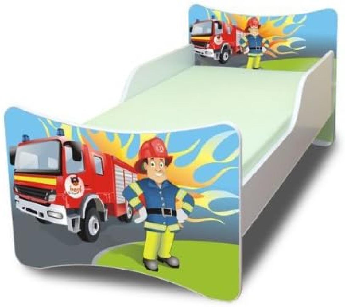Best for Kids 'Feuerwehr' Kinderbett mit Schaummatratze 90x200 blau Bild 1