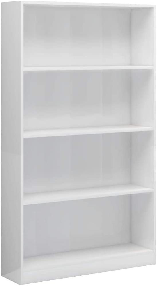 vidaXL Bücherregal 4 Fächer Hochglanz-Weiß 80 x 24 x 142 cm Spanplatte Bild 1