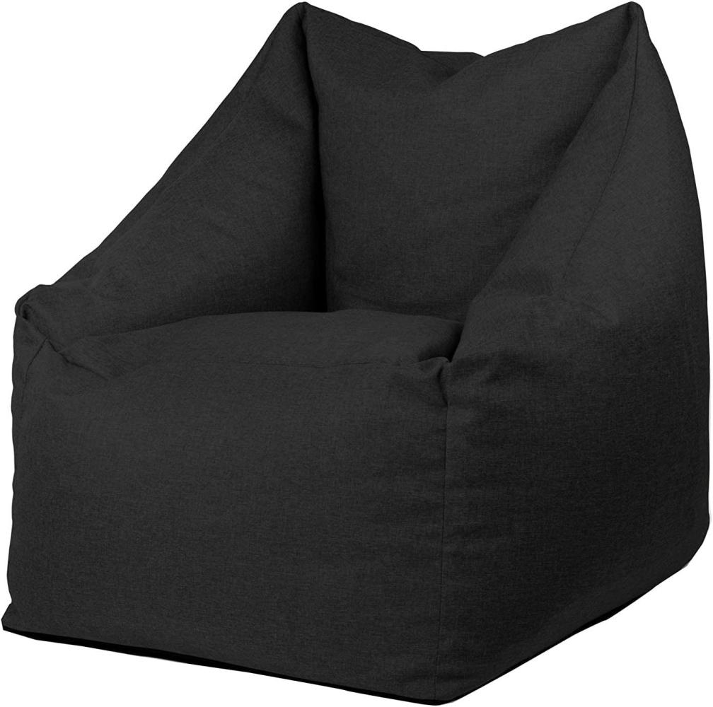 chilly pilley Sitzsack Sitzkissen Bodenkissen Sessel Gartenkissen Kissen Lounge mit Rückenlehne Sitz (Schwarz) Bild 1