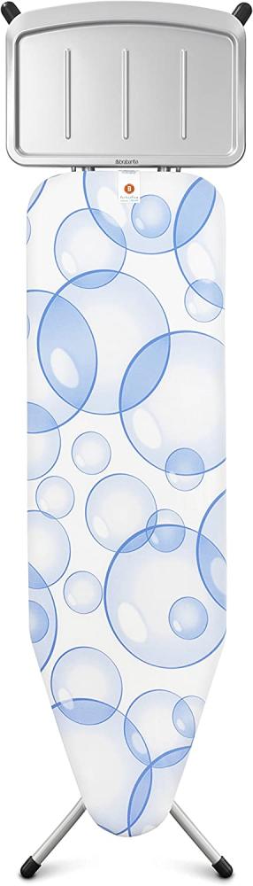 Brabantia Streckmetall - Bügeltisch mit Dampfstopmulde Solide / Perfect Flow-Bügeltisch, Bügeltisch, Bügelbrett, 124 cm x 38 cm, Bubbles / Metallic Grey, 103629 Bild 1