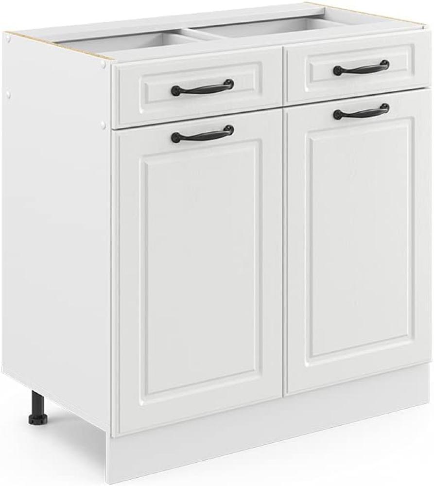 Vicco Küchenunterschrank R-Line, Weiß Landhaus/Weiß, 80 cm, AP Marmor Bild 1
