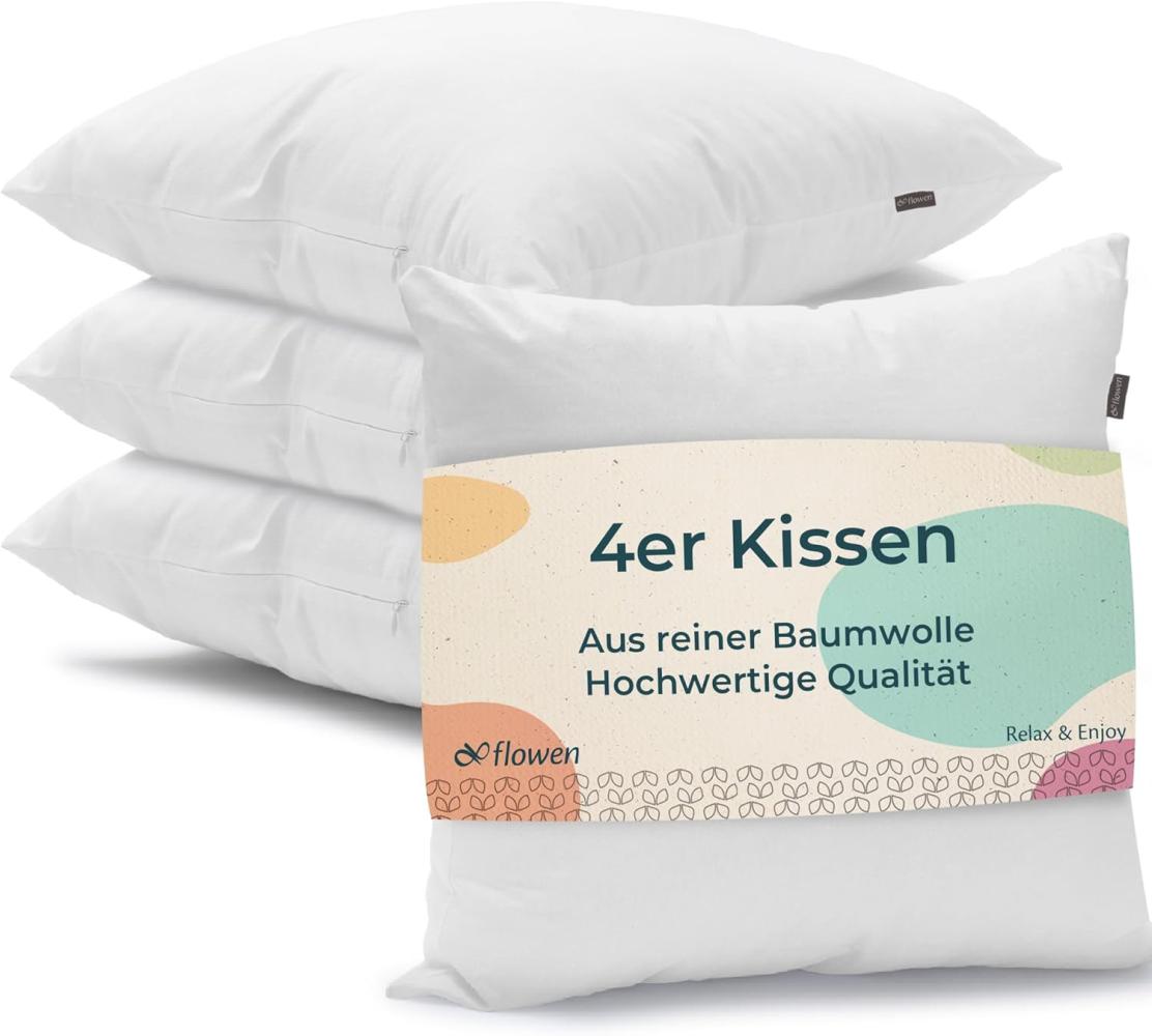 Kissen 40x40 Kopfkissen 4er Set Dekokissen für Bett und Sofa Innenkissen Hypoallergene Sofakissen Anti-Milben Weiche Zierkissen mit Kissenbezug Baumwolle und Polyest. Abnehmbar und Waschmaschinenfest Bild 1