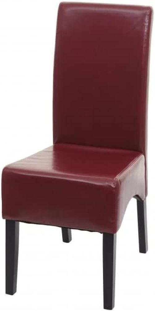 Esszimmerstuhl Latina, Küchenstuhl Stuhl, Leder ~ rot, dunkle Beine Bild 1