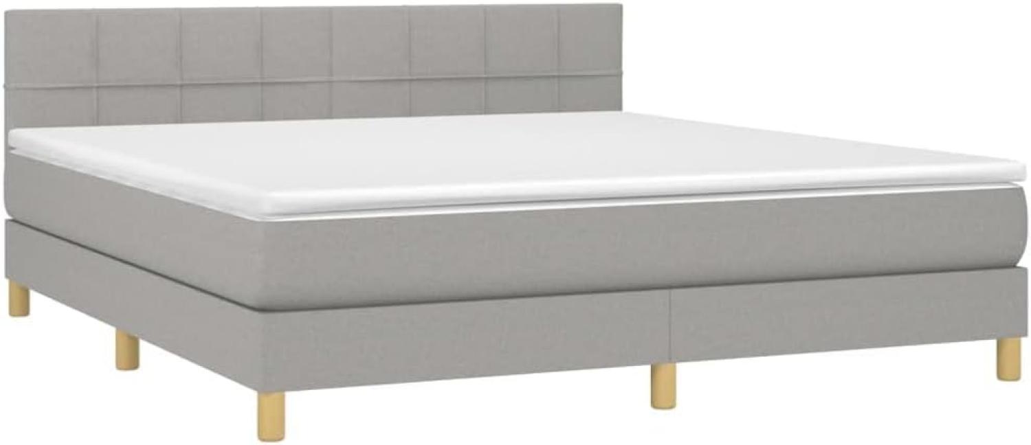 vidaXL Boxspringbett mit Matratze Hellgrau 180x200 cm Stoff Bild 1