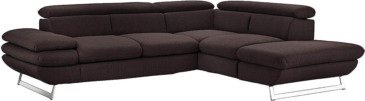 Mivano Ecksofa Prestige, Moderne Couch in L-Form mit Ottomane, Kopfteile und Armteil verstellbar, 265 x 74 x 223, Strukturstoff, anthrazit Bild 1