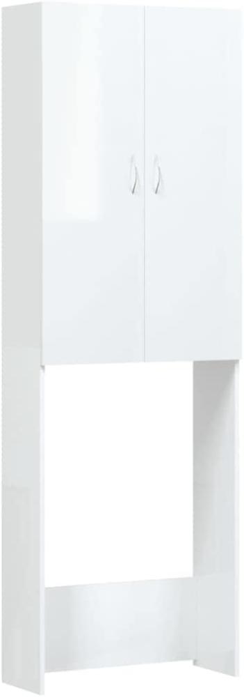 vidaXL Waschmaschinenschrank mit 2 Türen 3 Fächern Badmöbel Badschrank Badregal Badezimmerschrank Hochschrank Schrank Hochglanz-Weiß 64x25,5x190cm Bild 1