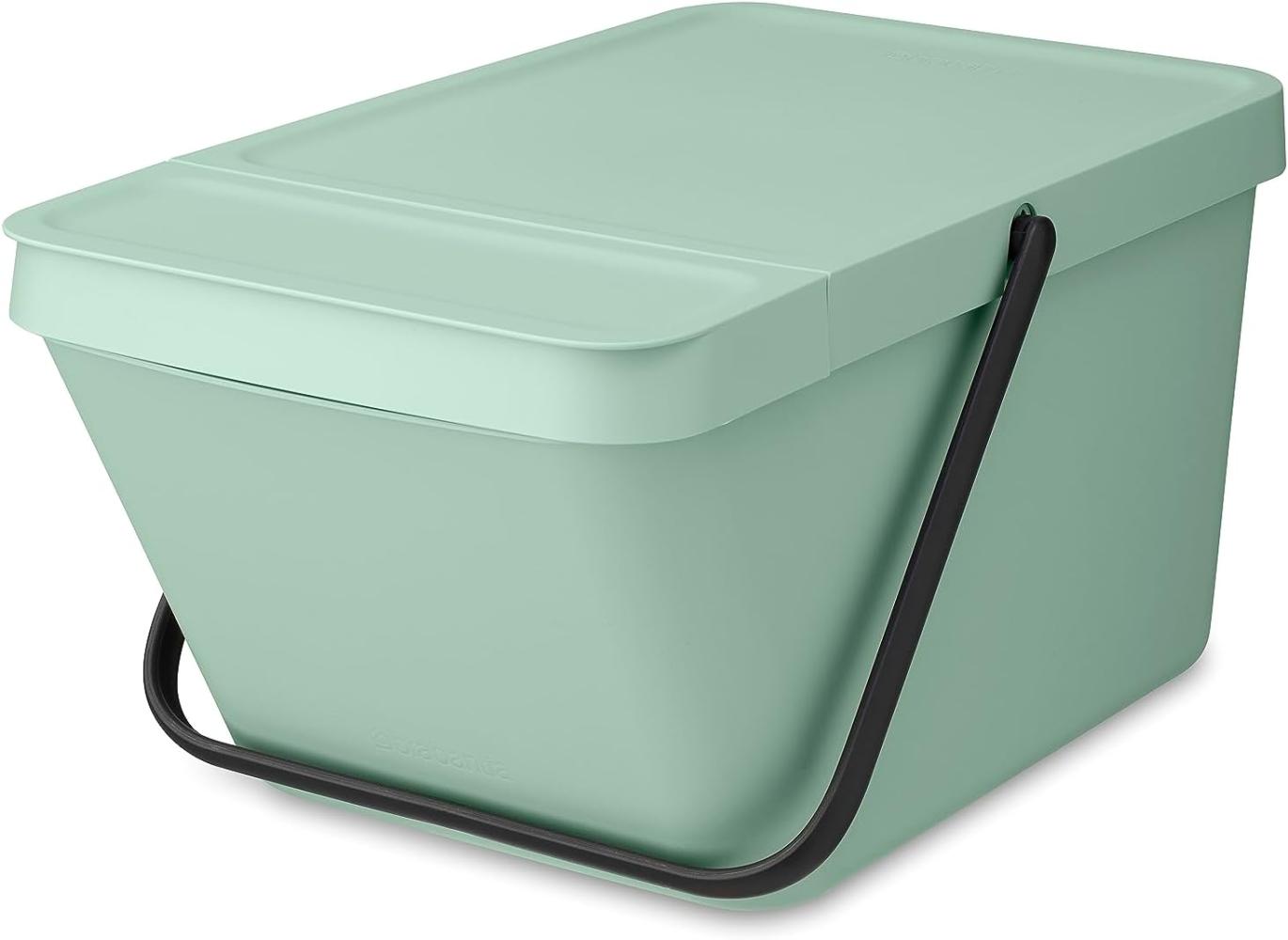 Brabantia - Sort & Go Stapelbarer Abfallbehälter 20L - Großer Recycling-Behälter - Tragegriff - Leicht zu Reinigen - Geeignet als Vorratsbehälter & Papierkorb - Jade Green - 28 x 45 x 22,5 cm Bild 1