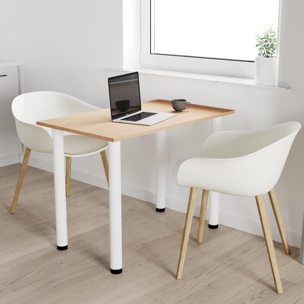 60x40 | Esszimmertisch - Esstisch - Tisch mit weißen Beinen - Küchentisch - Bürotisch | Eiche HELL Bild 1