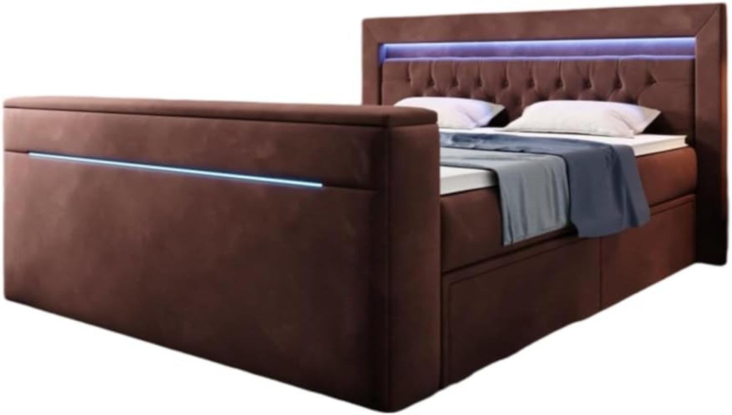 Boxspringbett Jupiter mit TV Lift, RGB und Stauraum 180x200 Braun H4 Bild 1