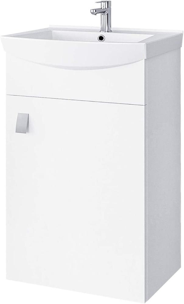 Waschbecken mit Waschbeckenunterschrank/Waschtisch-Unterschrank 45cm Gäste Bad WC (Weiß) Bild 1