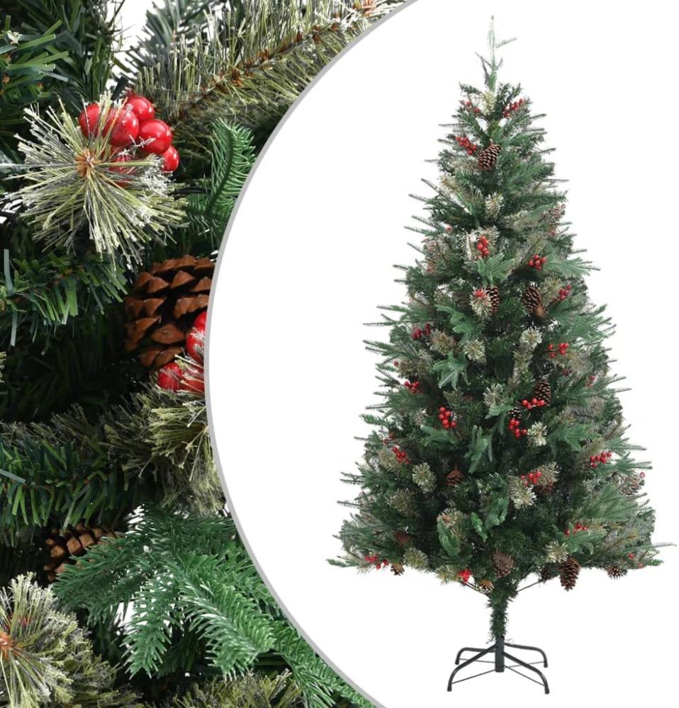 vidaXL Weihnachtsbaum mit Zapfen Grün 225 cm PVC & PE Bild 1
