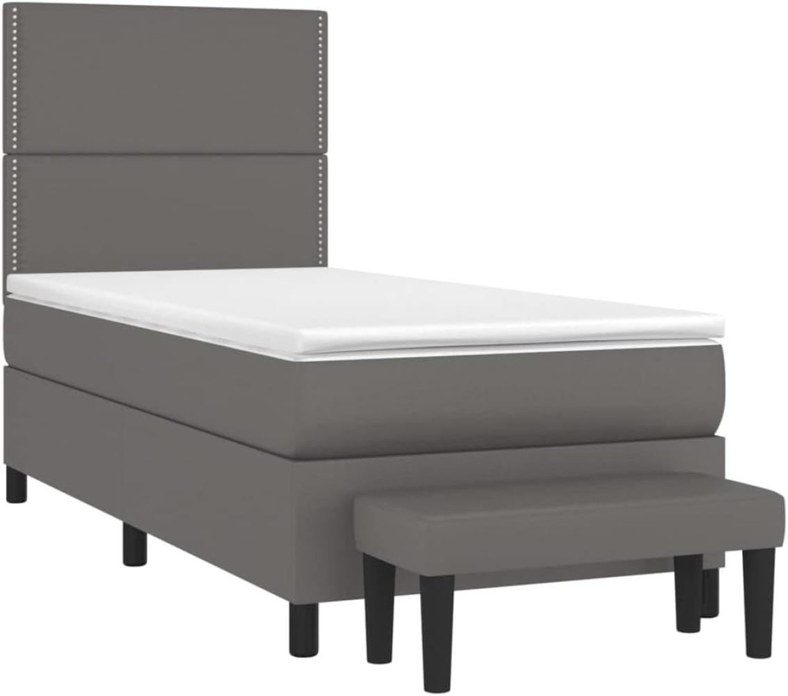 Boxspringbett mit Matratze Grau 80x200 cm Kunstleder Bild 1