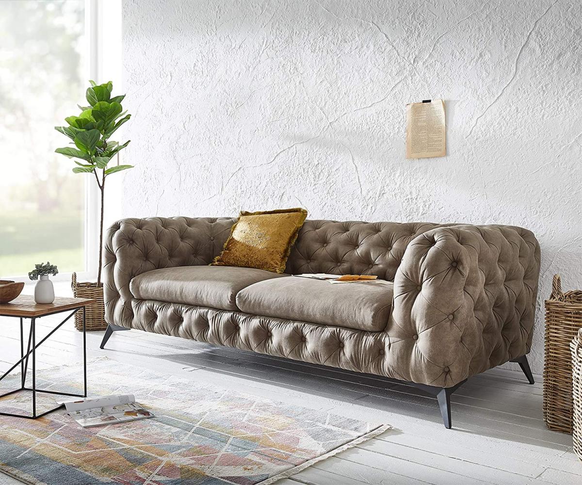 Couch Corleone 225x97 cm Taupe Vintage 3-Sitzer Sofa Bild 1