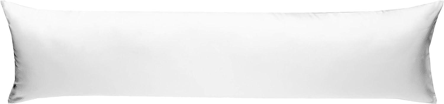 Mako-Satin Baumwollsatin Bettwäsche Uni einfarbig zum Kombinieren (Seitenschläferkissen Bezug 40 x 200 cm, weiß) Bild 1