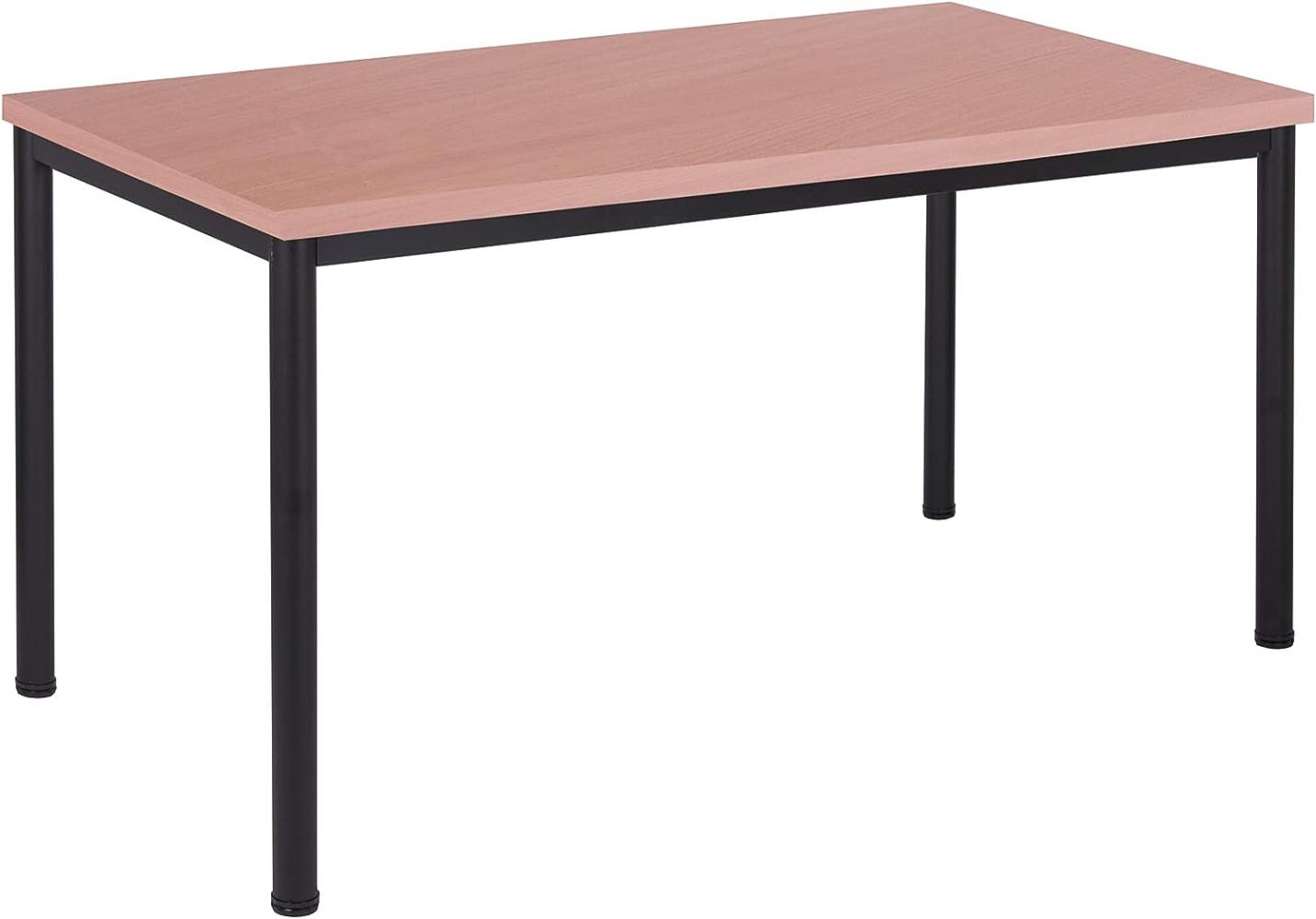 Schreibtisch u. Besprechungstisch mit schwarzem Tischgestell | Konferenztisch Bürotisch Computertisch Mehrzwecktisch Arbeitstisch PC-Tisch Homeoffice-Tisch (buche, 200 x 80 x 77,5 cm) Bild 1