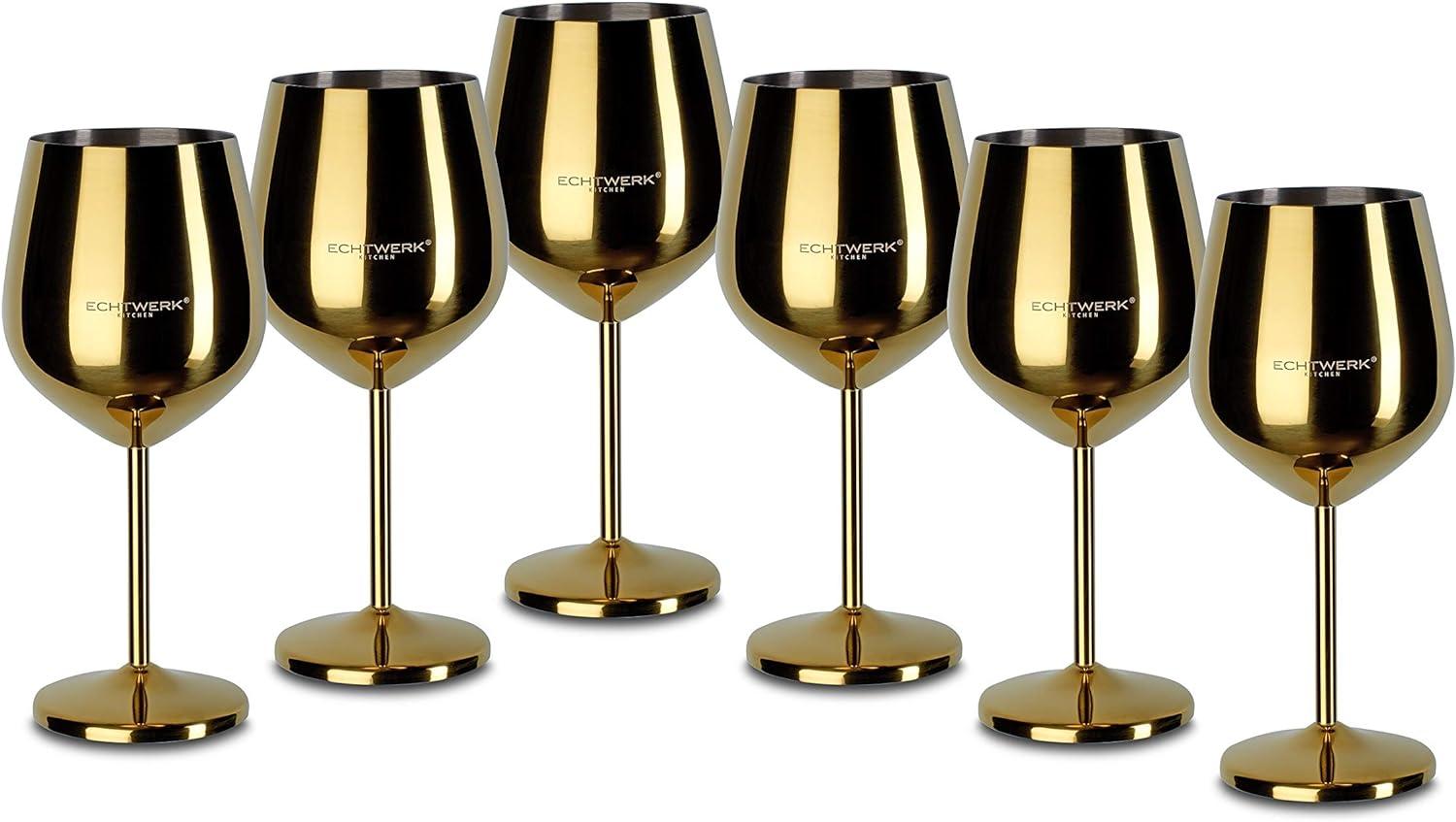 Echtwerk Weinkelche aus Edelstahl 6tlg Edition Gold Bild 1