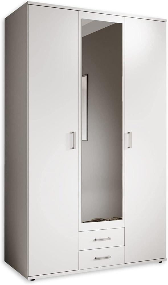 'Karl' Kleiderschrank 3-türig mit Spiegel, weiß, 120 x 195 x 55 cm (B/H/T) Bild 1