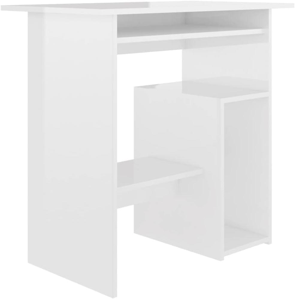 Schreibtisch Hochglanz Weiß 80 x 45 x 74 cm Spanplatte Bild 1