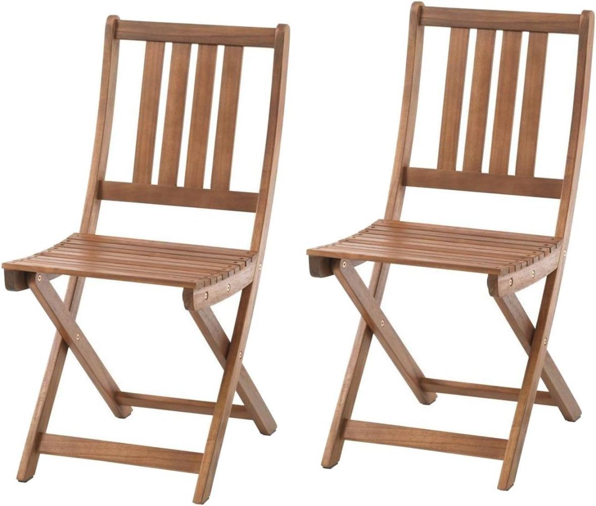 2x Balkonstühle 85cm Gartenstühle Akazie Holz Klappstuhl Holzstühle braun geölt, geschliffen Bild 1