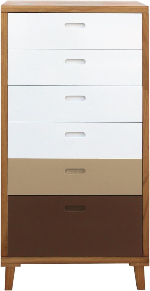 Mobili Rebecca® Schrank Highboard 6 Schubladen Holz Braun Weiß Design Modern Wohneinrichtung Wohnzimmer (Cod. RE6050) Bild 1