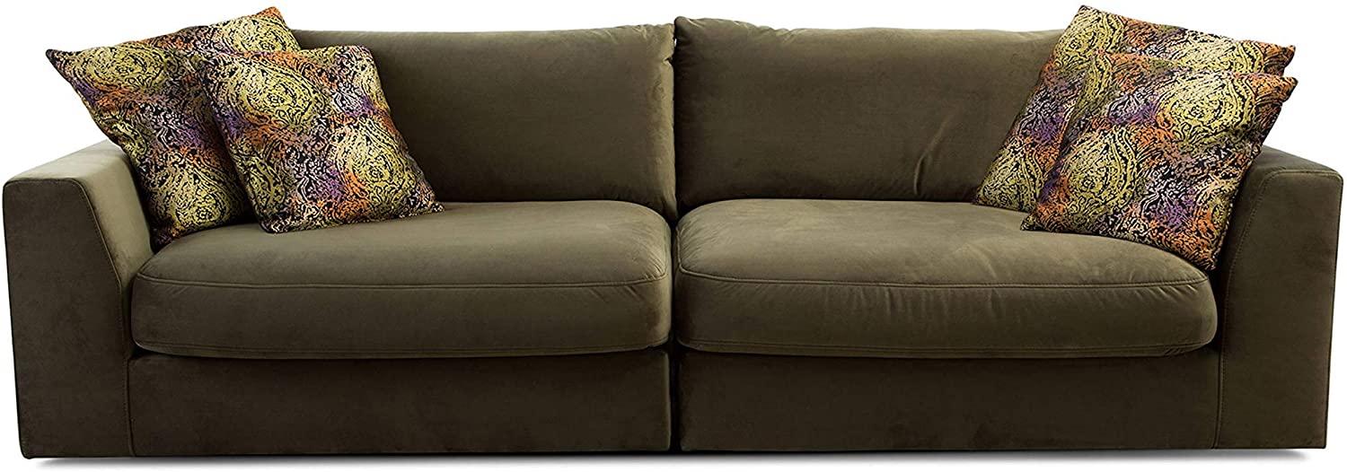 CAVADORE Big Sofa "Fiona"/ XXL-Couch mit tiefen Sitzflächen und weicher Polsterung / modernes Design / 274 x 90 x 112 / Samt grün Bild 1