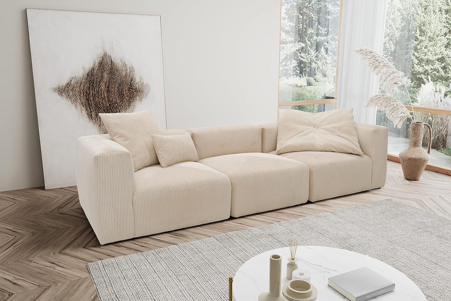 DOMO. collection Malia Modulsofa, 3 Sitzer bestehend aus DREI Modulen, 3 Couch, Sofa, beige, 301 x 108 cm Bild 1