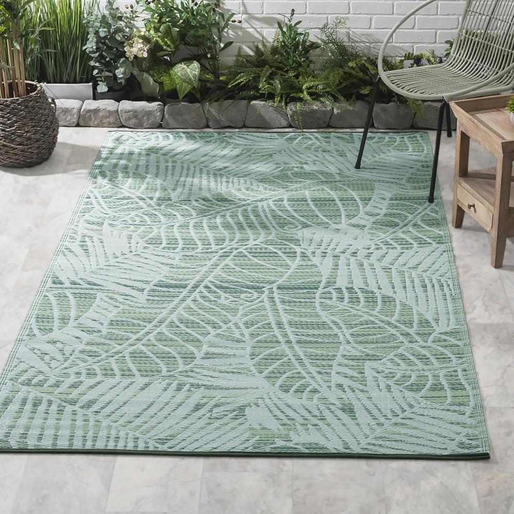 Fab Hab Outdoorteppich Manila Green aus recyceltem Plastik grün wetterfest 120x180 cm Bild 1