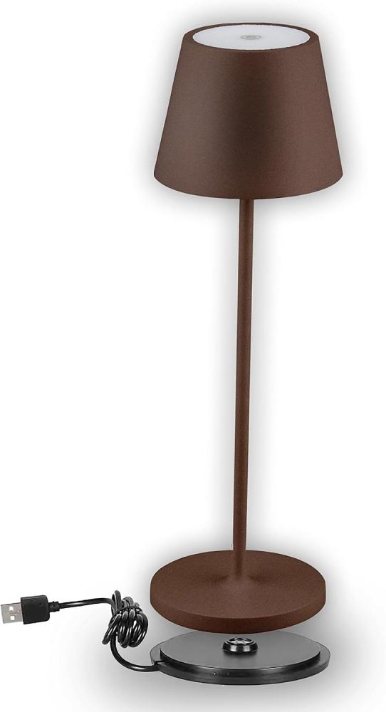 V-TAC Dimmbare LED-Tischlampe Kabellos mit Touch-Bedienung-Wiederaufladbar Braun Lampe für den Innen und Draußen-Außenbereich IP54-Für Hause und Restaurant-4400-mAh-Akku-Warmweiß 3000K-2W, VT-7522 Bild 1