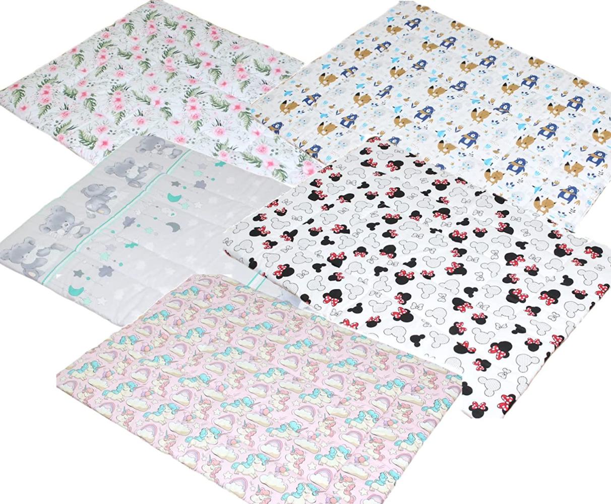 Spielmatte Spieldecke Krabbeldecke Kinder Baby Decke, 100% Baumwolle (Flowers) Bild 1