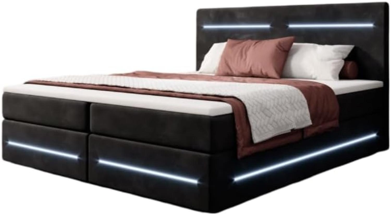 Boxspringbett Lara mit Stauraum und LED (Samt) 160x200 Schwarz H3 Bild 1