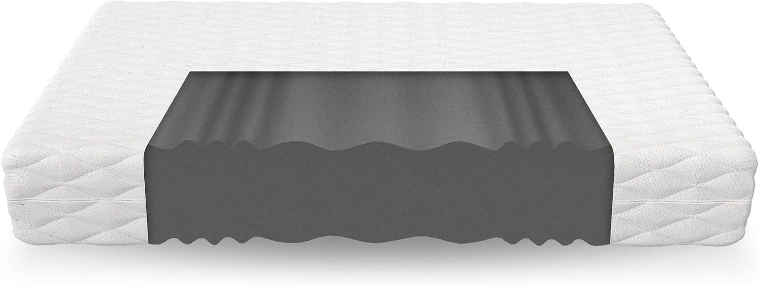 FDM Matratze 'Livia' hochwertige Schaumstoffmatratze, Härtegrad H3, profilierter Schaum 7-Zonen, Hochelastischer HR T25 mit Wellenschnitt, Polyester, Weiß, 140 x 200 cm Bild 1