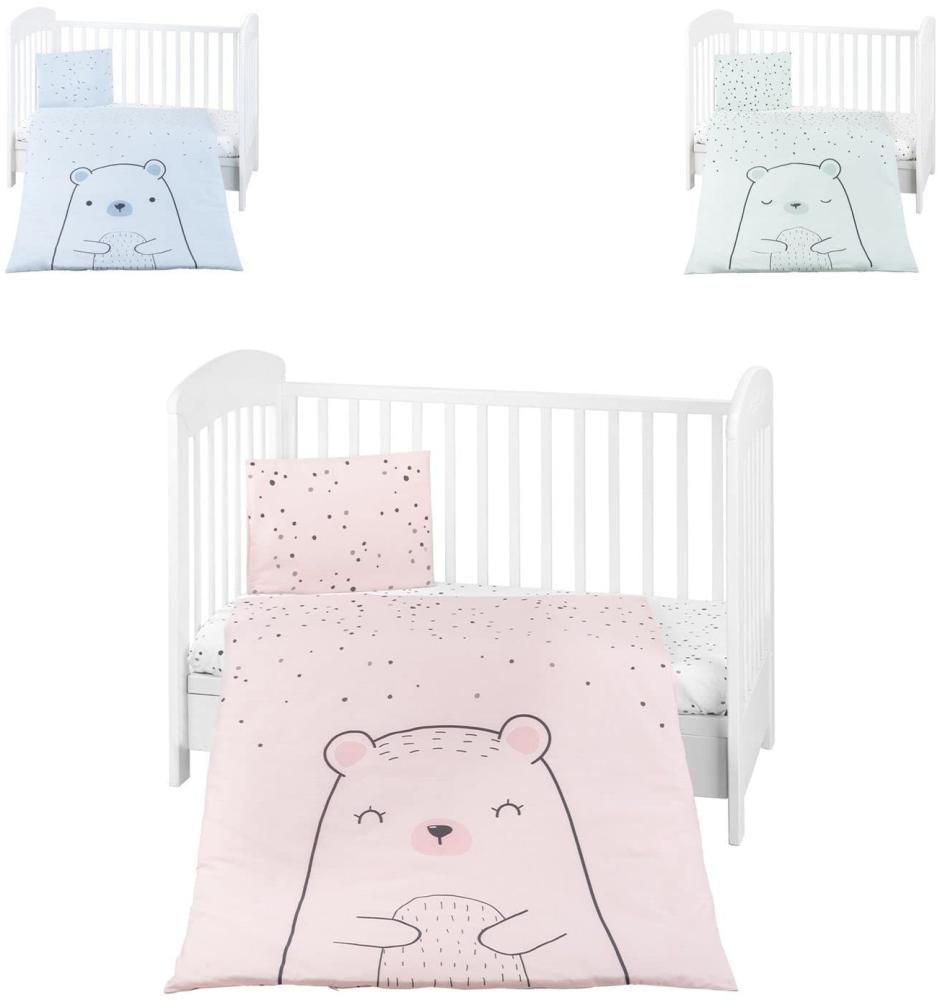 Kikkaboo Kinderbettwäsche Bär 3-teilig Decke 135 x 95 cm Kissen 45 x 35 cm Laken rosa Bild 1