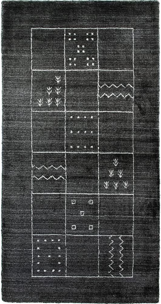 Morgenland Gabbeh Teppich - Loribaft Indus - 140 x 70 cm - dunkelgrau Bild 1